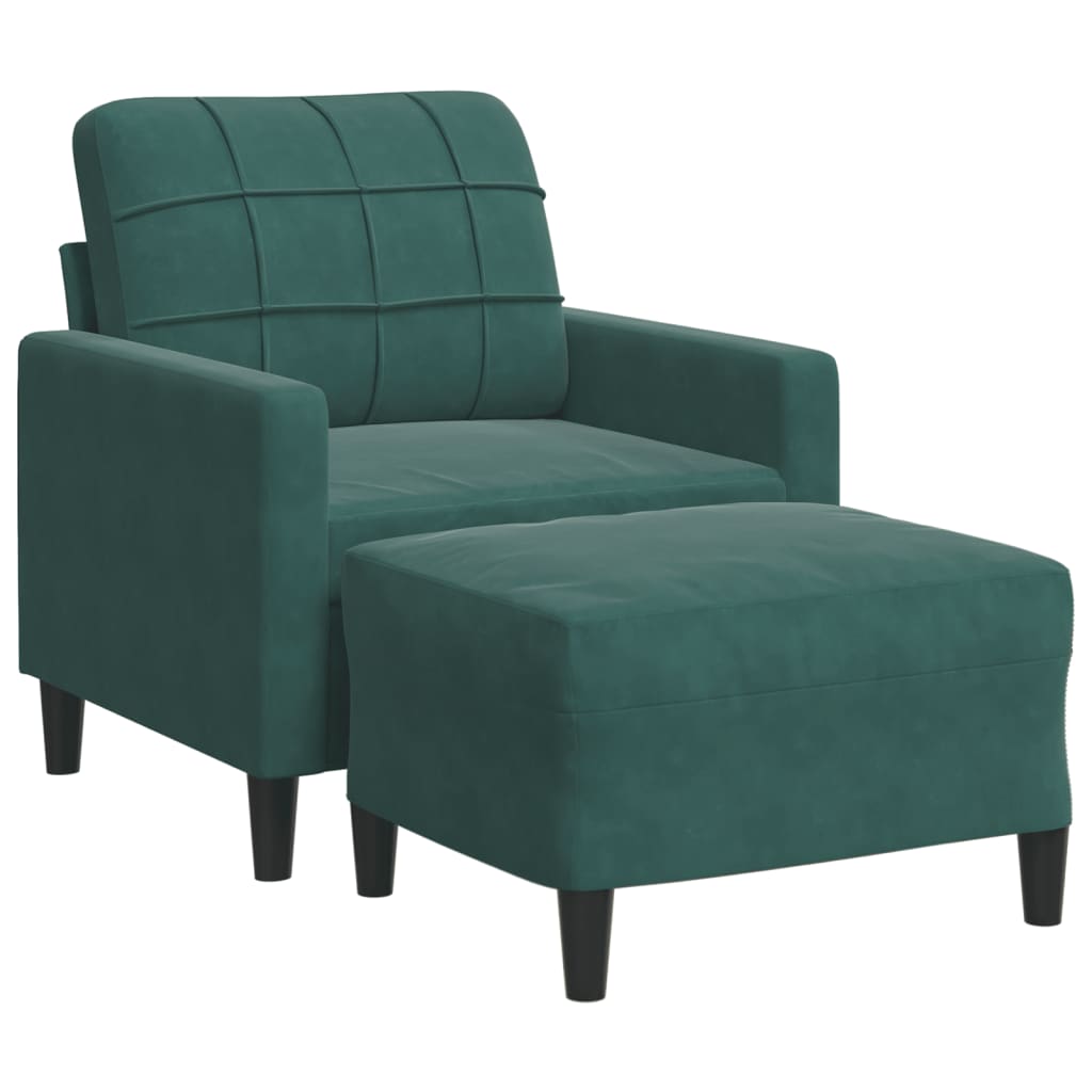 Fauteuil avec repose-pied Vert foncé 60 cm Velours - XIOS