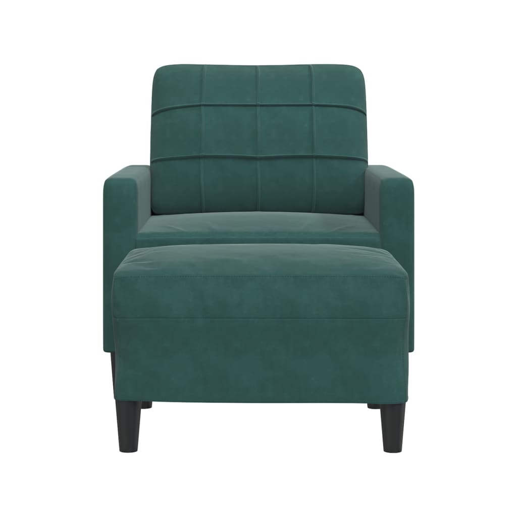Fauteuil avec repose-pied Vert foncé 60 cm Velours - XIOS