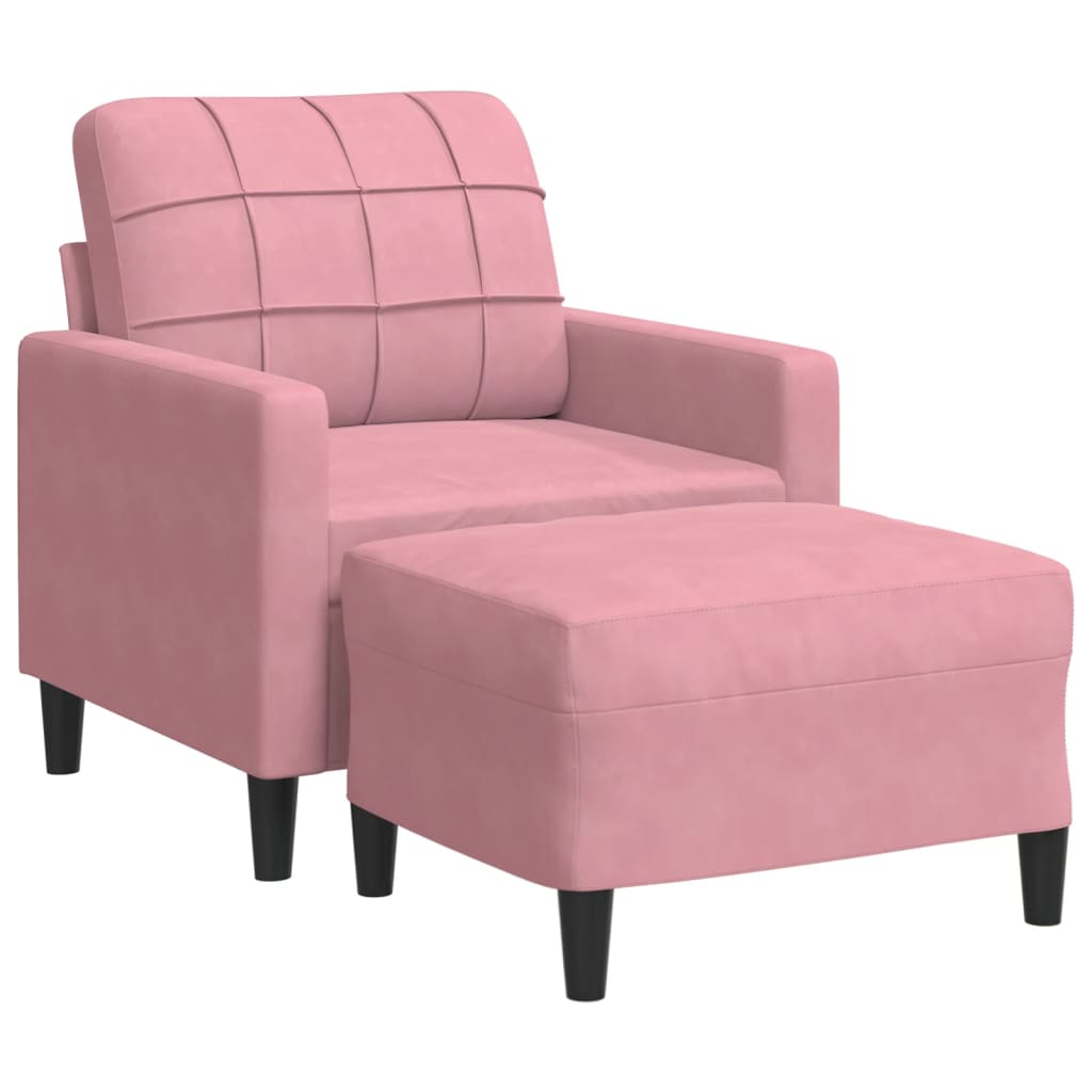 Fauteuil avec repose-pied Rose 60 cm Velours - XIOS