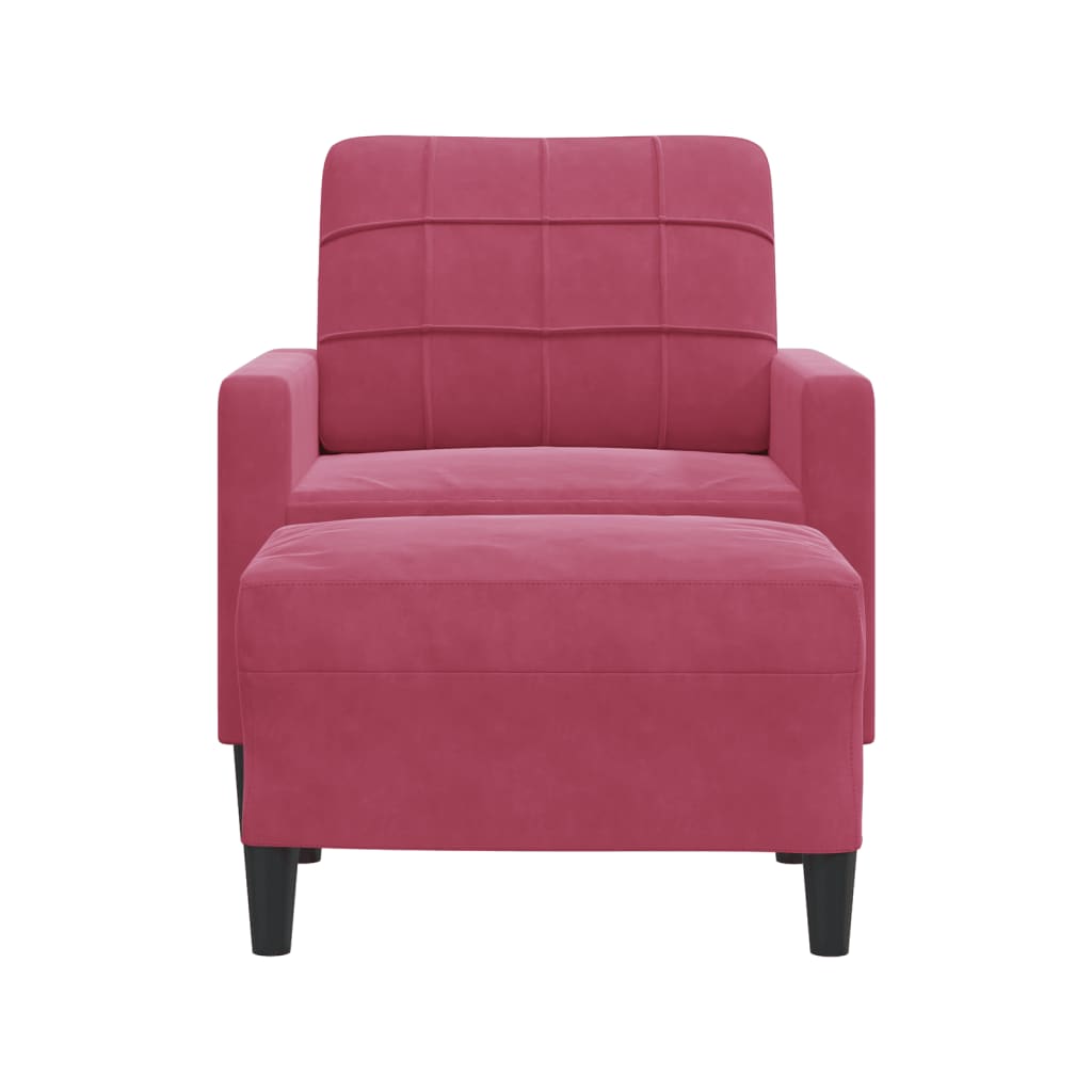 Fauteuil avec repose-pied Rouge bordeaux 60 cm Velours - XIOS