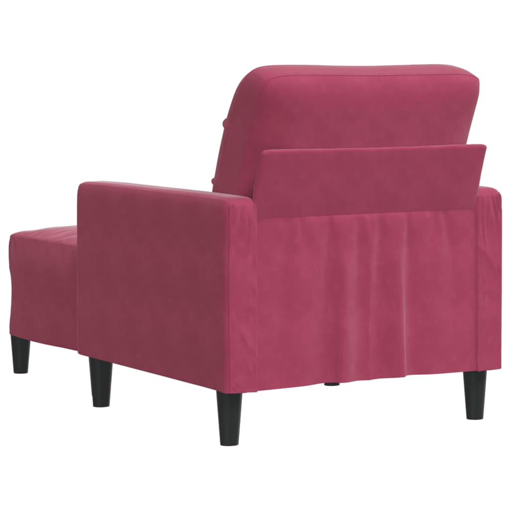 Fauteuil avec repose-pied Rouge bordeaux 60 cm Velours - XIOS