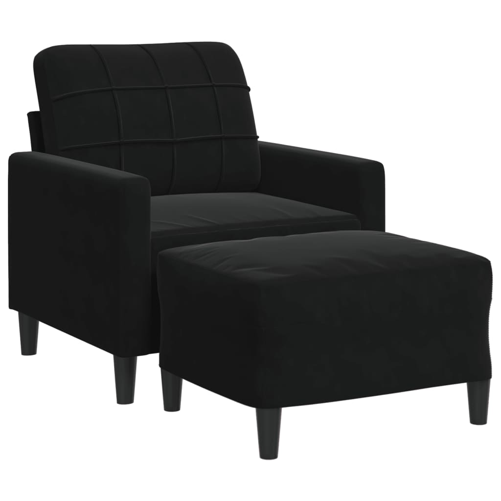 Fauteuil avec repose-pied Noir 60 cm Velours - XIOS