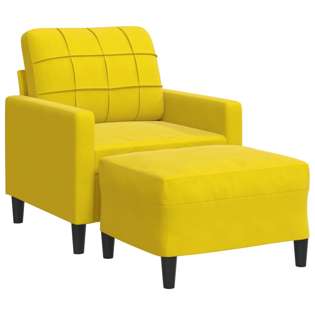 Fauteuil avec repose-pied jaune 60 cm velours - XIOS