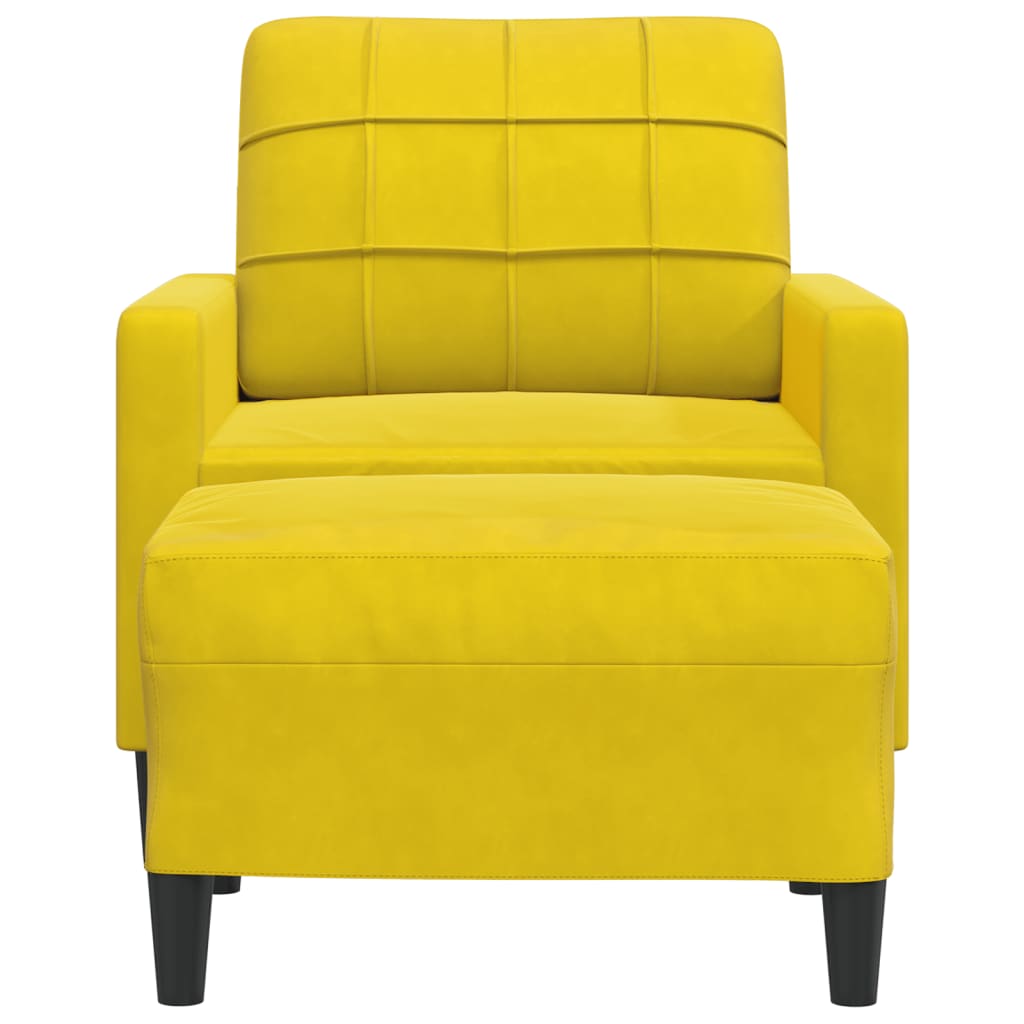 Fauteuil avec repose-pied jaune 60 cm velours - XIOS