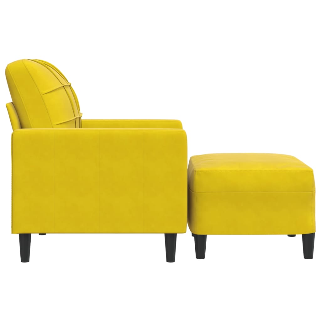 Fauteuil avec repose-pied jaune 60 cm velours - XIOS