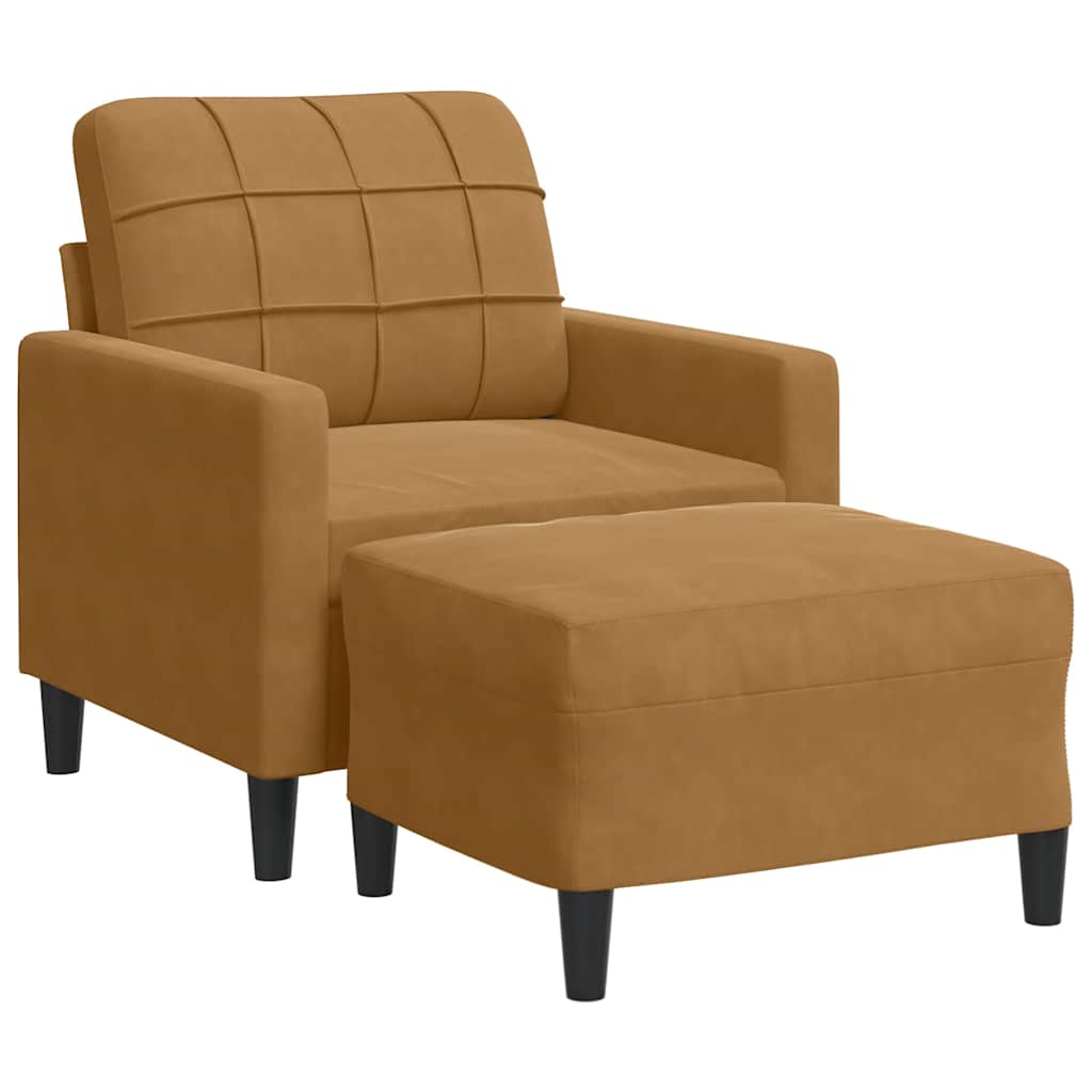 Fauteuil avec repose-pied Marron 60 cm Velours - XIOS