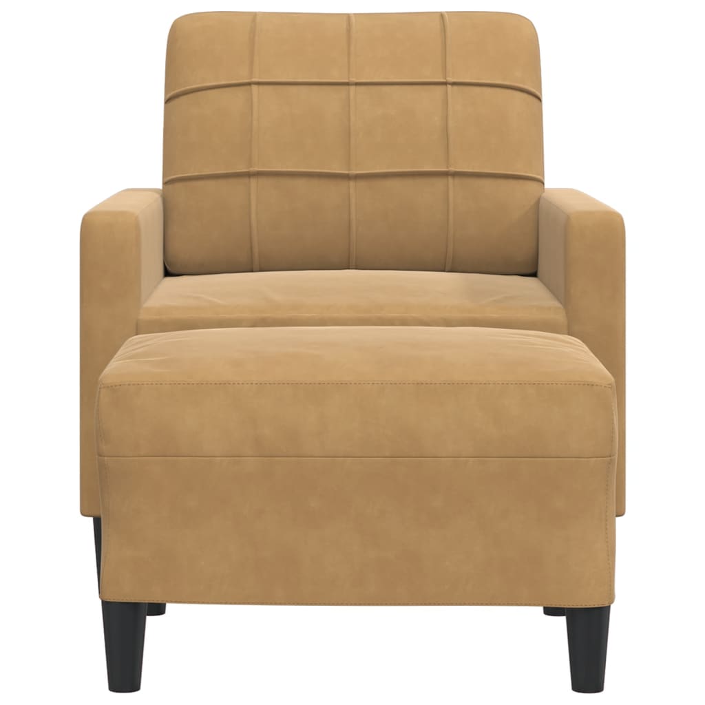 Fauteuil avec repose-pied Marron 60 cm Velours - XIOS