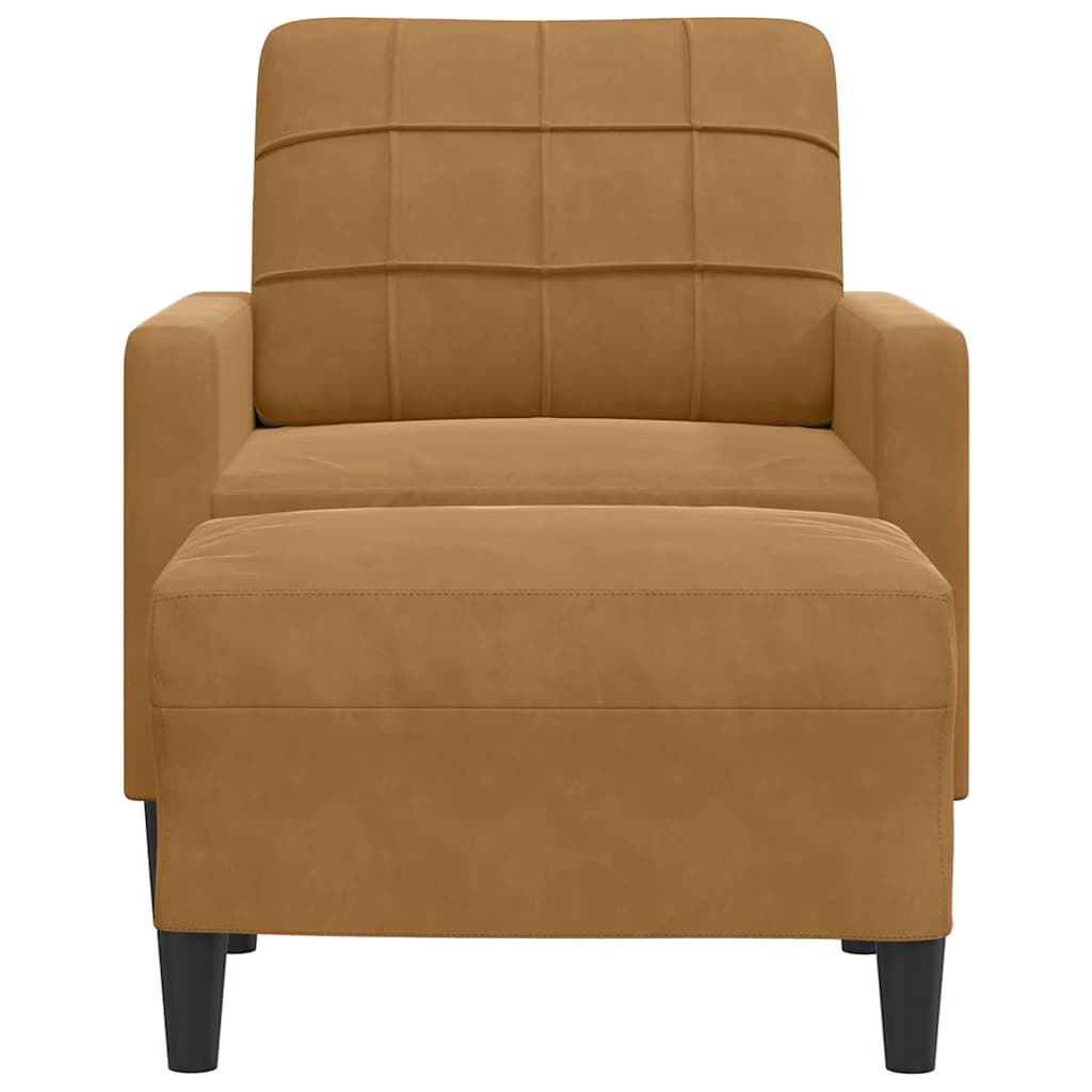 Fauteuil avec repose-pied Marron 60 cm Velours - XIOS