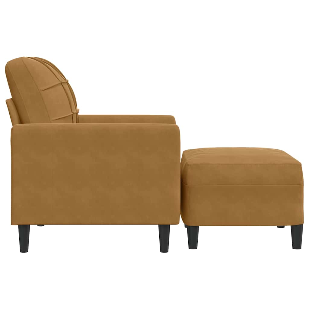 Fauteuil avec repose-pied Marron 60 cm Velours - XIOS