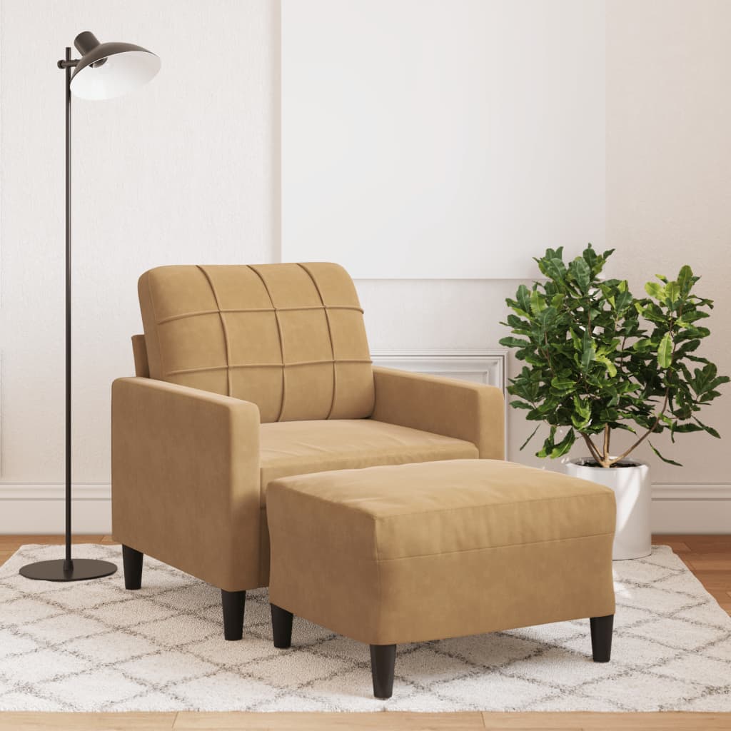Fauteuil avec repose-pied Marron 60 cm Velours - XIOS