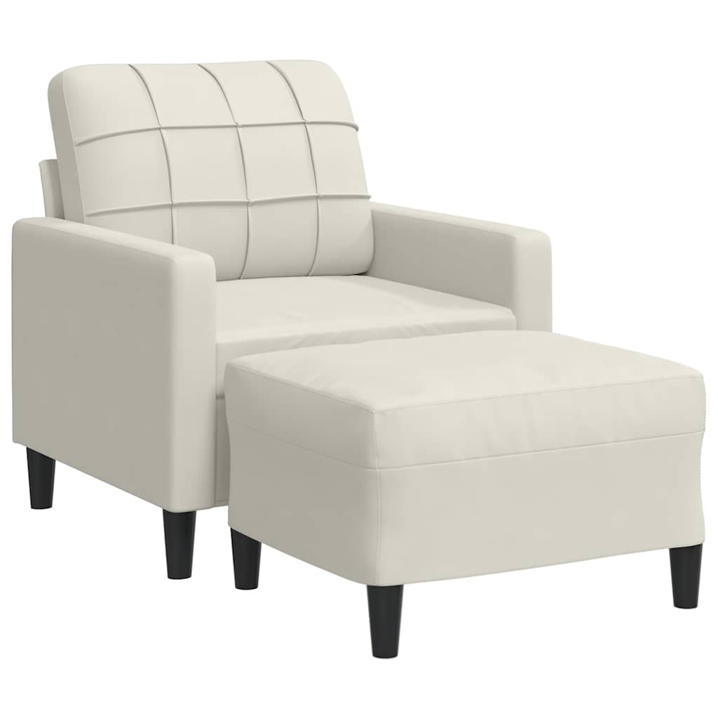 Fauteuil avec repose-pied Crème 60 cm Velours - XIOS