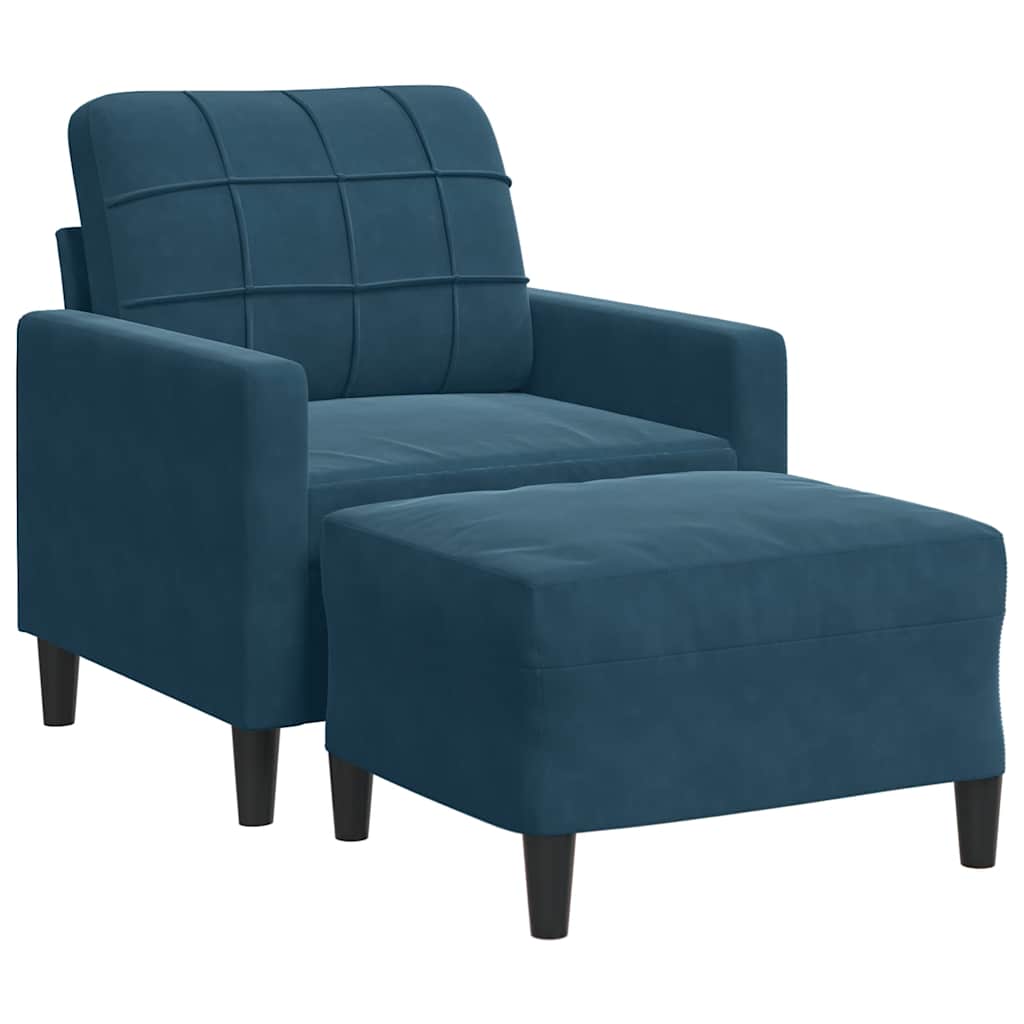 Fauteuil avec repose-pied Bleu 60 cm Velours - XIOS