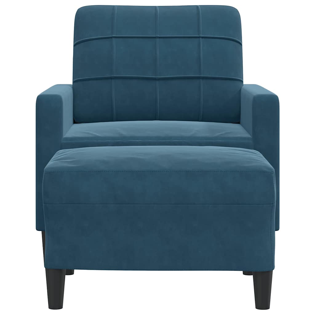 Fauteuil avec repose-pied Bleu 60 cm Velours - XIOS