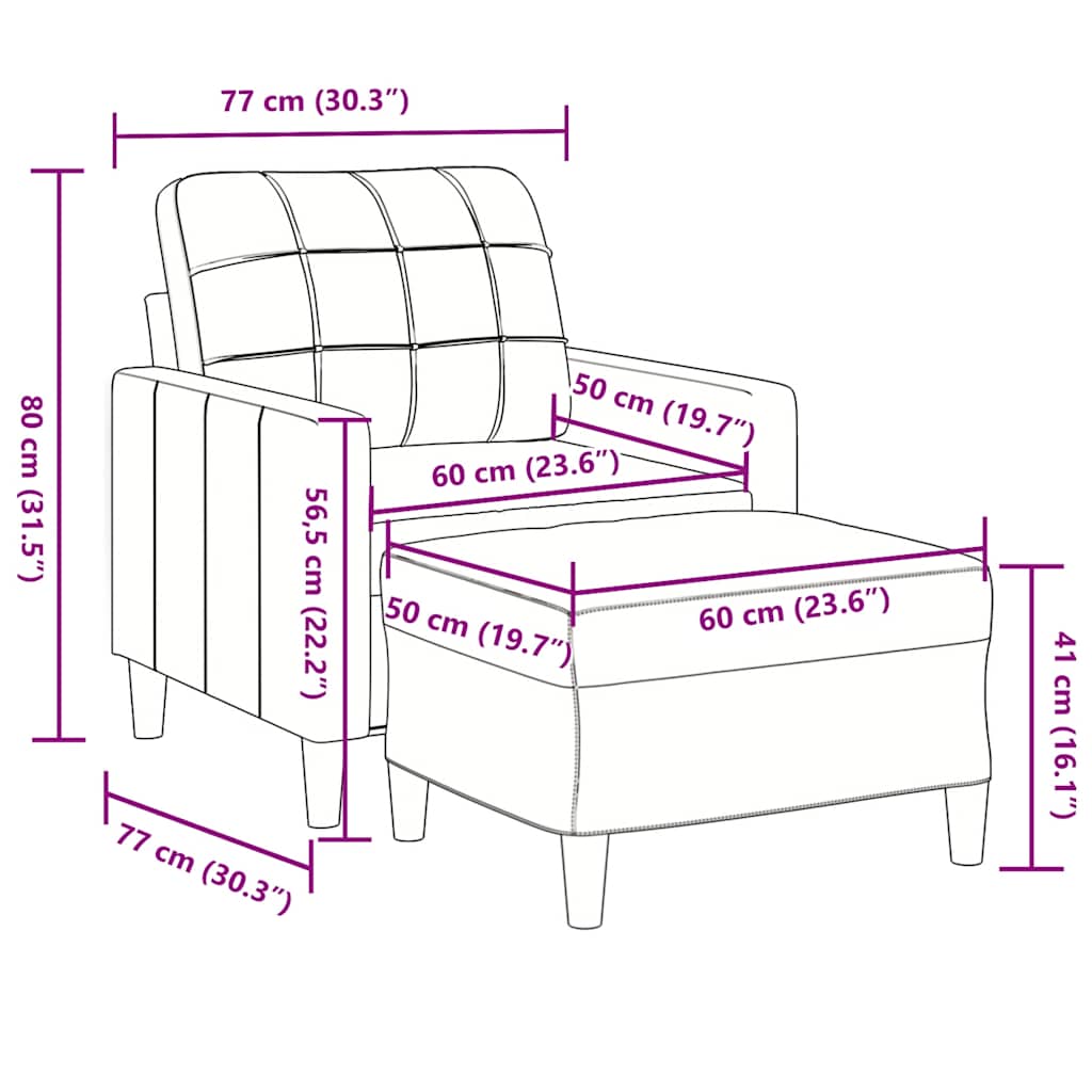 Fauteuil avec repose-pied Bleu 60 cm Velours - XIOS