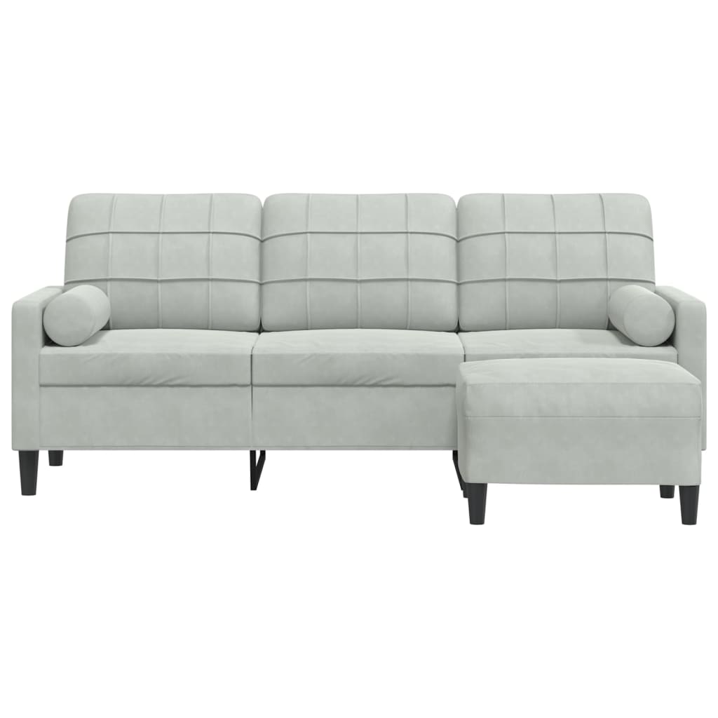 Canapé à 3 places avec repose-pieds Gris clair 180 cm Velours - XIOS