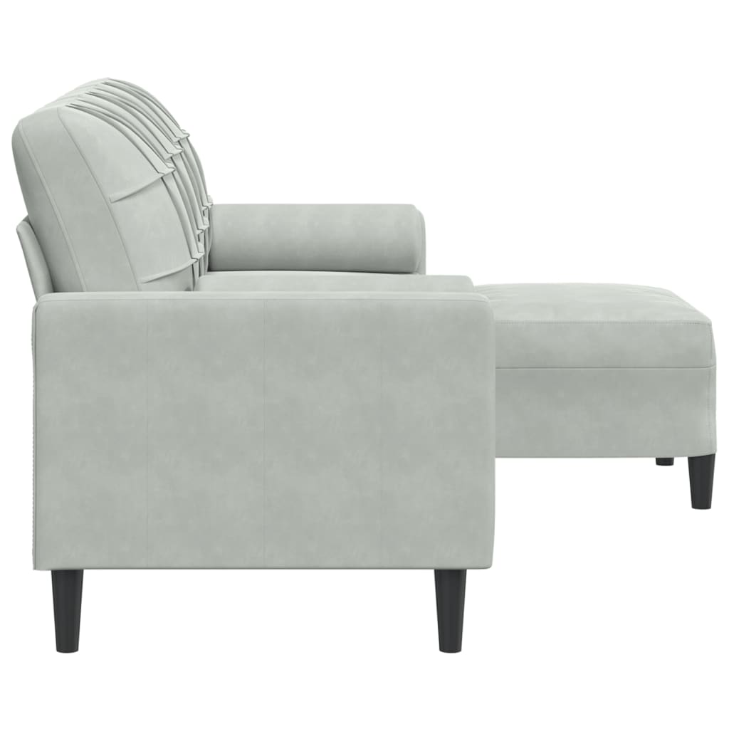 Canapé à 3 places avec repose-pieds Gris clair 180 cm Velours - XIOS