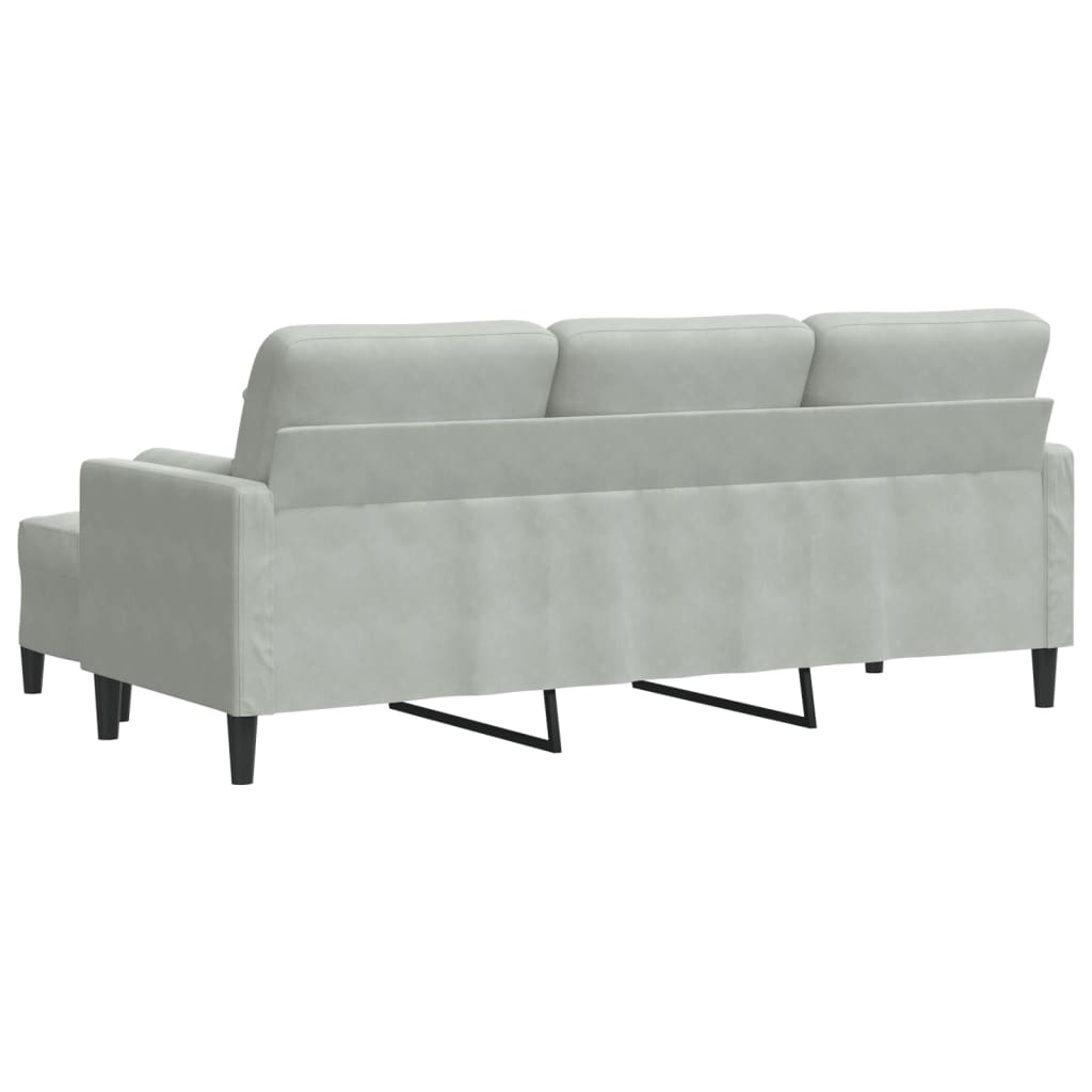 Canapé à 3 places avec repose-pieds Gris clair 180 cm Velours - XIOS