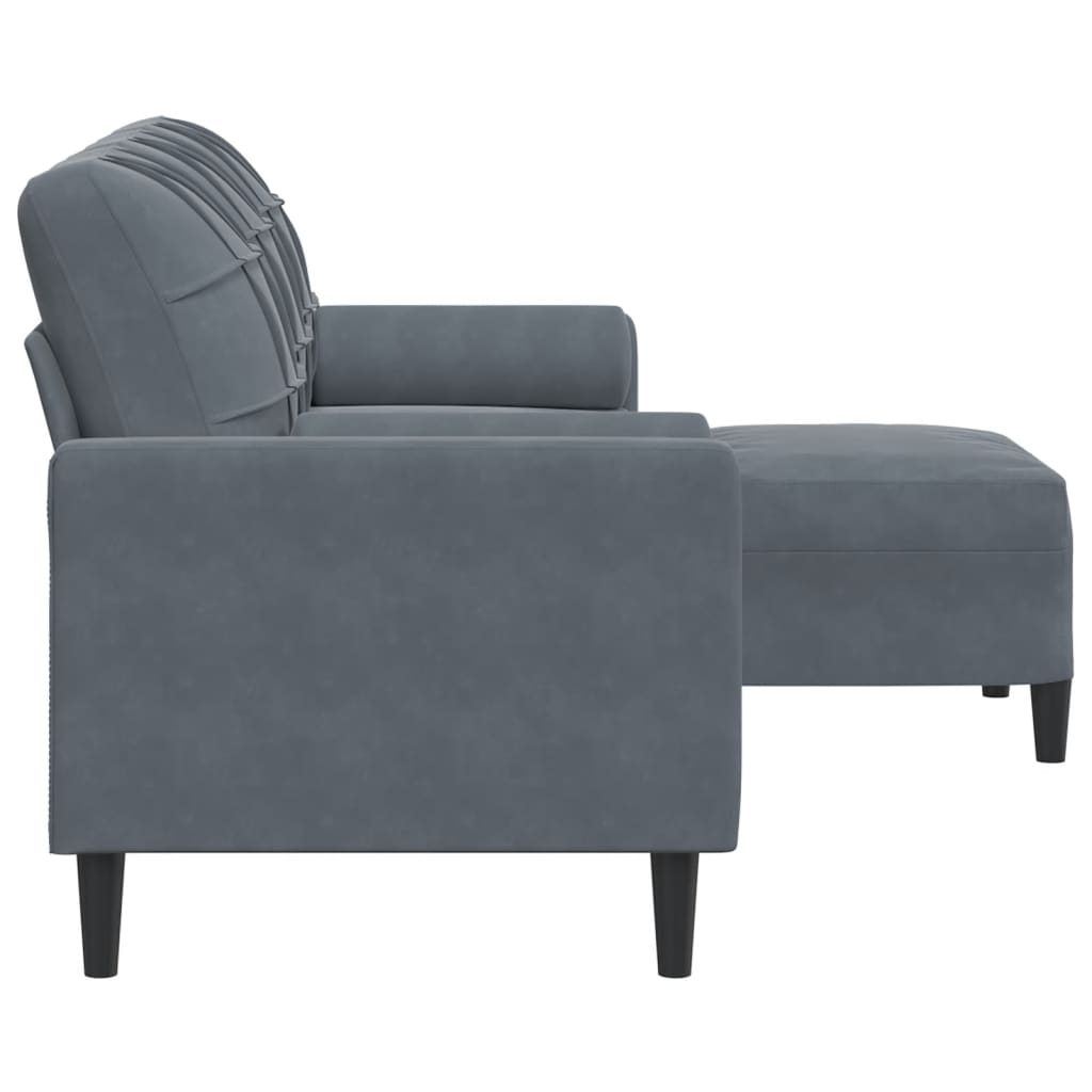 Canapé à 3 places avec repose-pieds Gris foncé 180 cm Velours - XIOS