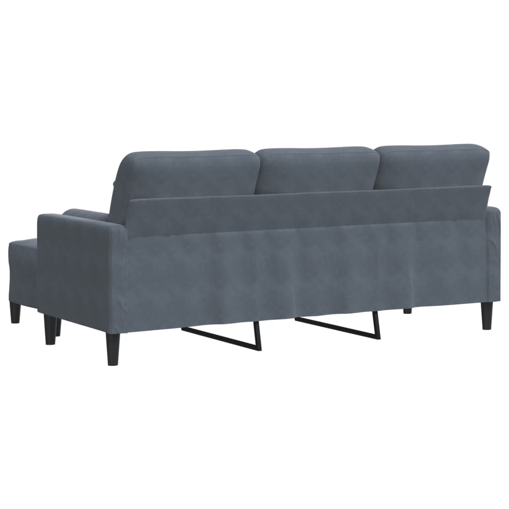Canapé à 3 places avec repose-pieds Gris foncé 180 cm Velours - XIOS