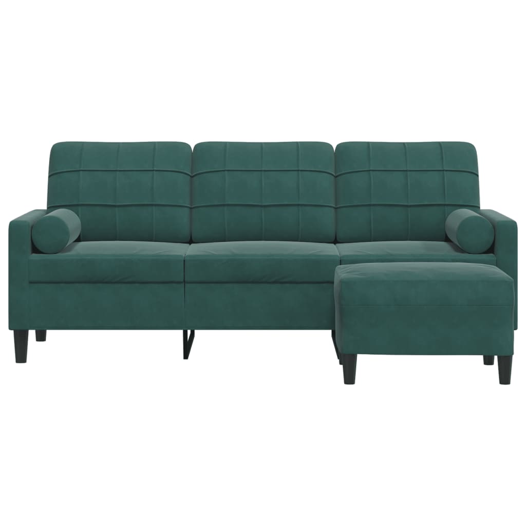 Canapé à 3 places avec repose-pieds Vert foncé 180 cm Velours - XIOS
