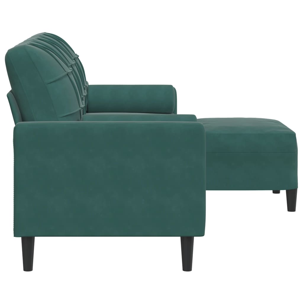 Canapé à 3 places avec repose-pieds Vert foncé 180 cm Velours - XIOS