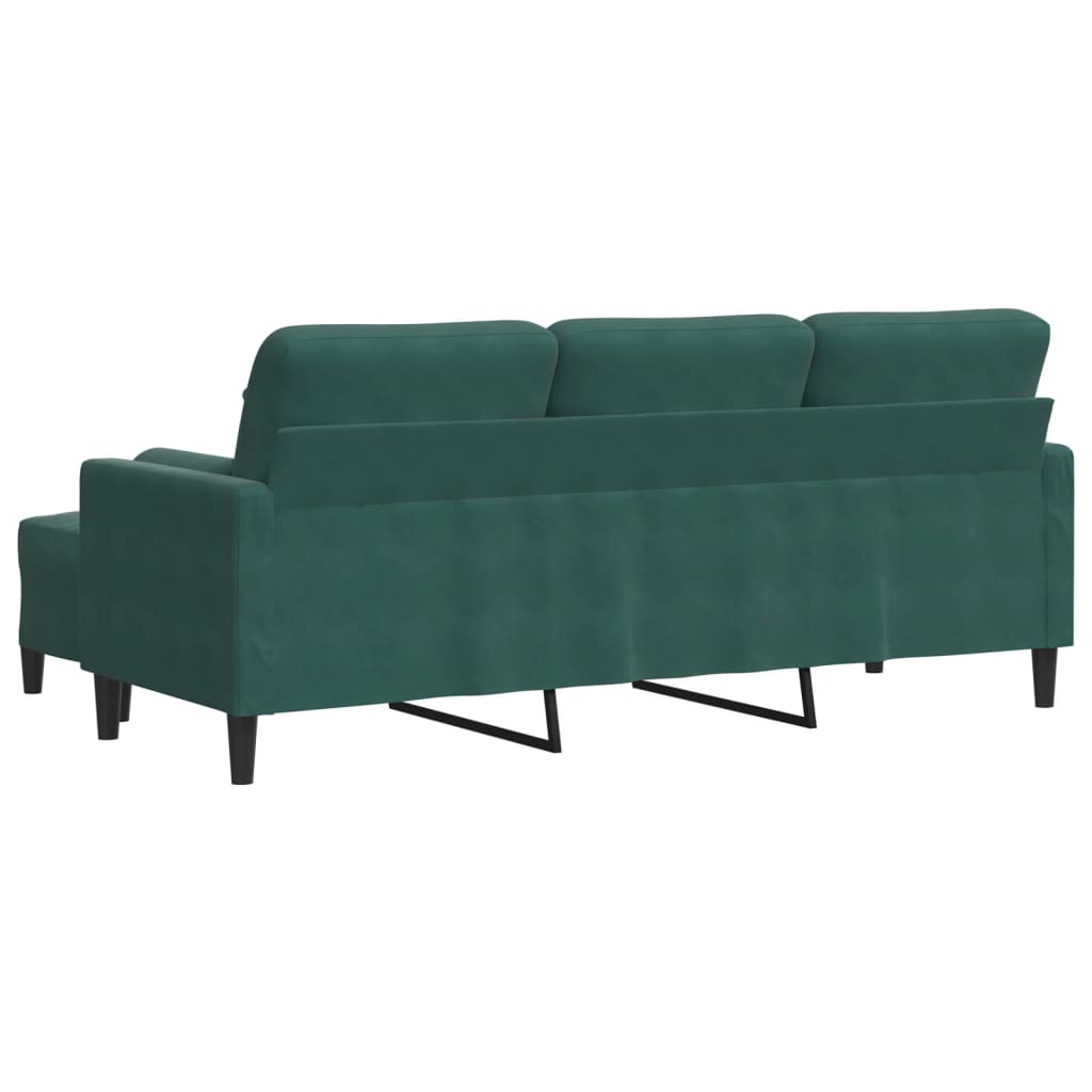 Canapé à 3 places avec repose-pieds Vert foncé 180 cm Velours - XIOS