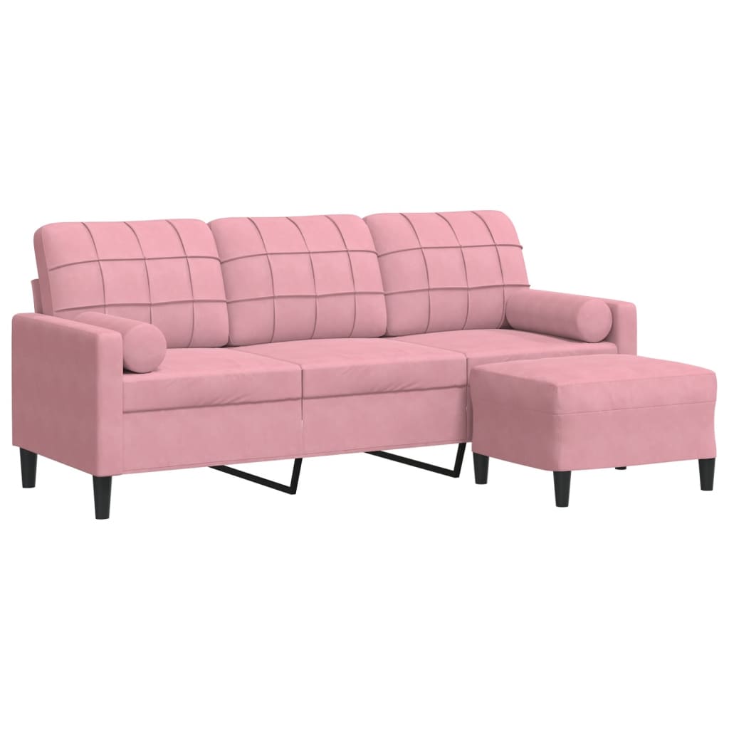 Canapé à 3 places avec repose-pieds Rose 180 cm Velours - XIOS