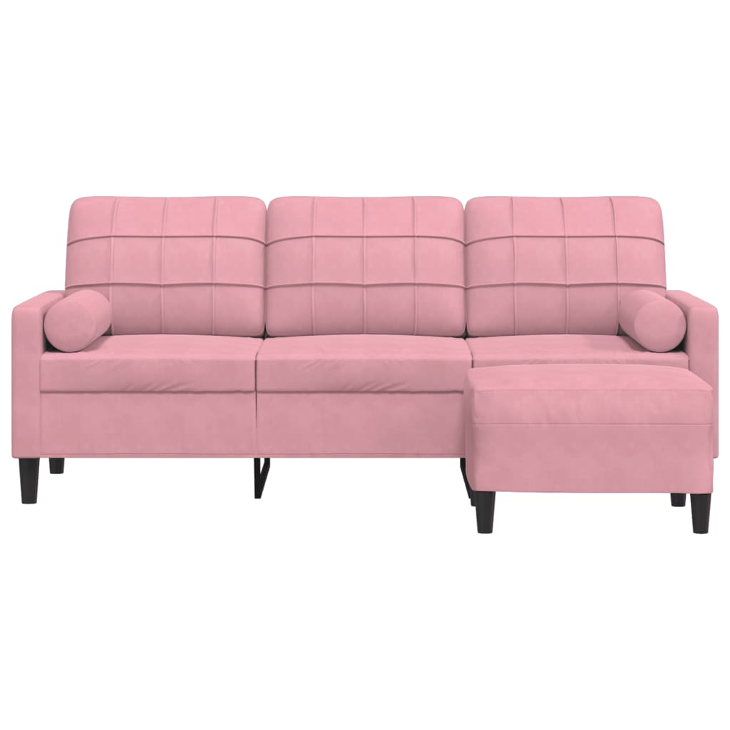 Canapé à 3 places avec repose-pieds Rose 180 cm Velours - XIOS