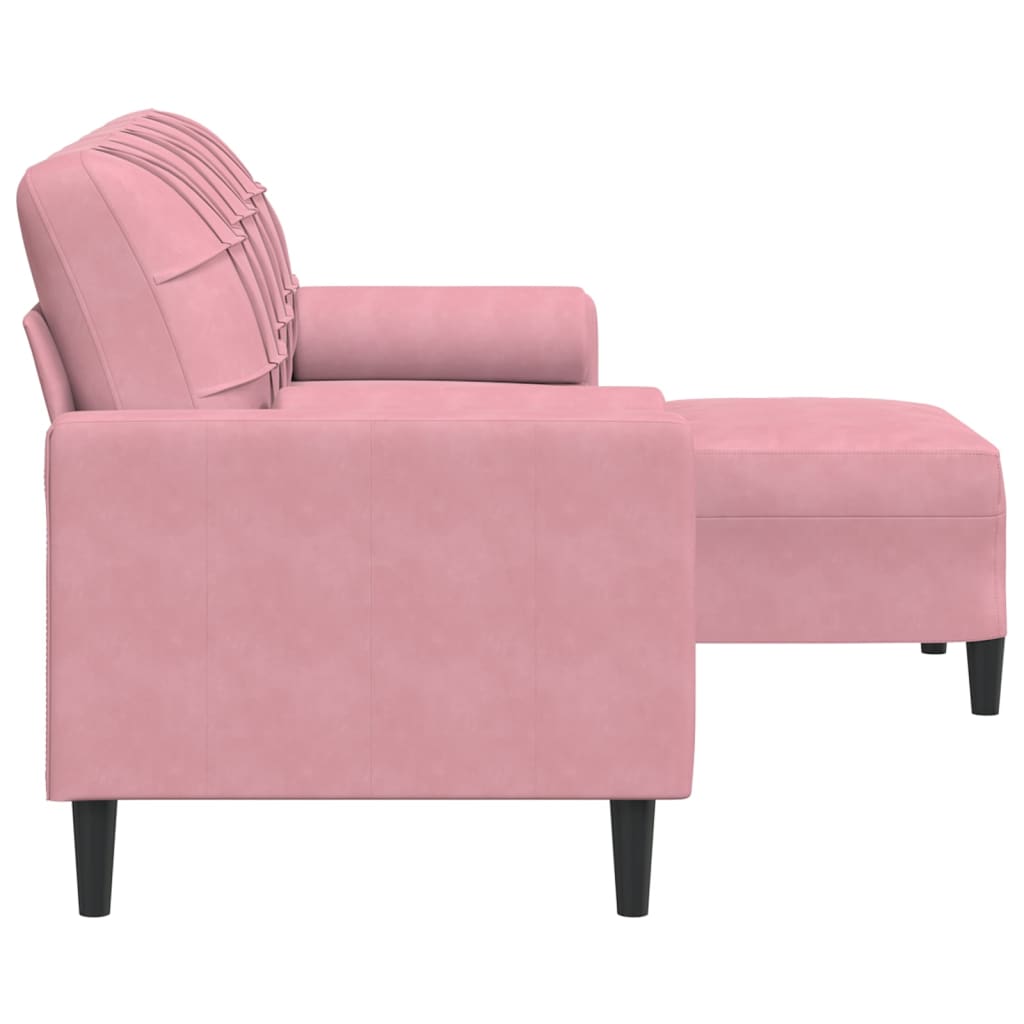 Canapé à 3 places avec repose-pieds Rose 180 cm Velours - XIOS