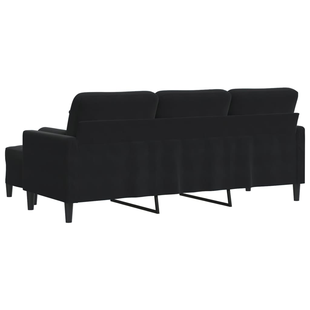 Canapé à 3 places avec repose-pieds Noir 180 cm Velours - XIOS