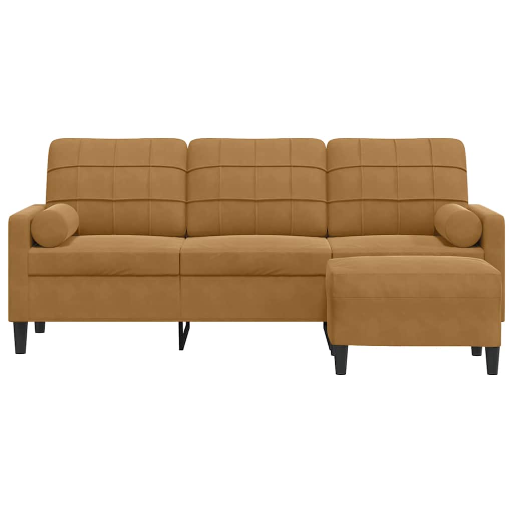 Canapé à 3 places avec repose-pieds Marron 180 cm Velours - XIOS