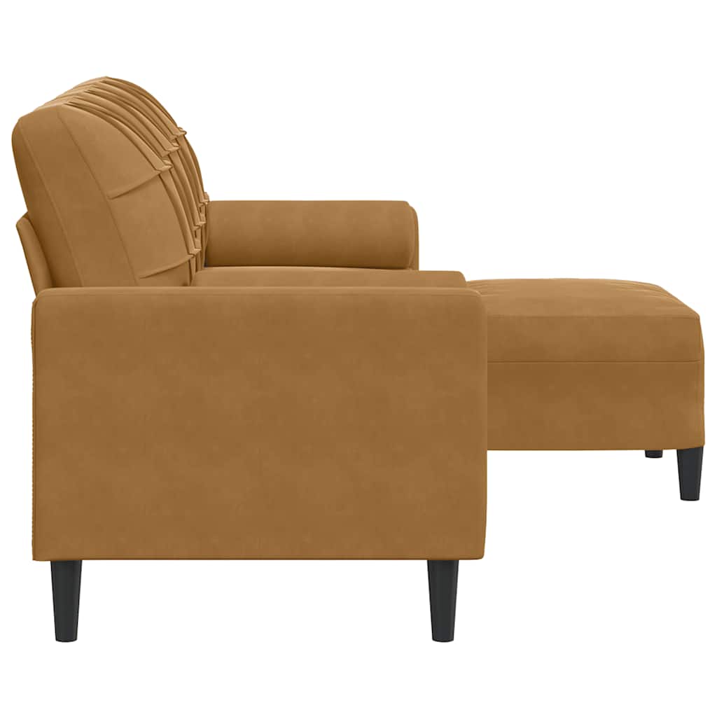 Canapé à 3 places avec repose-pieds Marron 180 cm Velours - XIOS