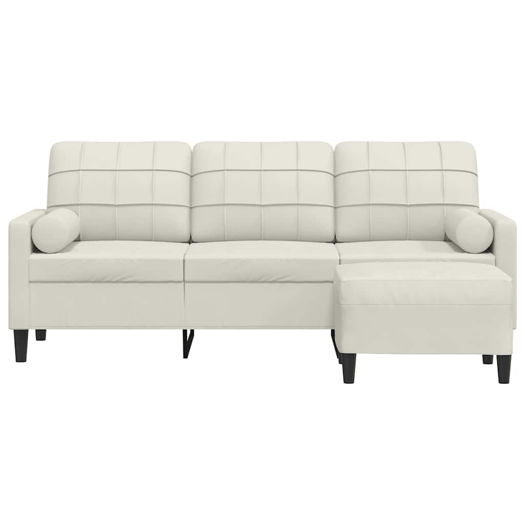 Canapé à 3 places avec repose-pieds Crème 180 cm Velours - XIOS