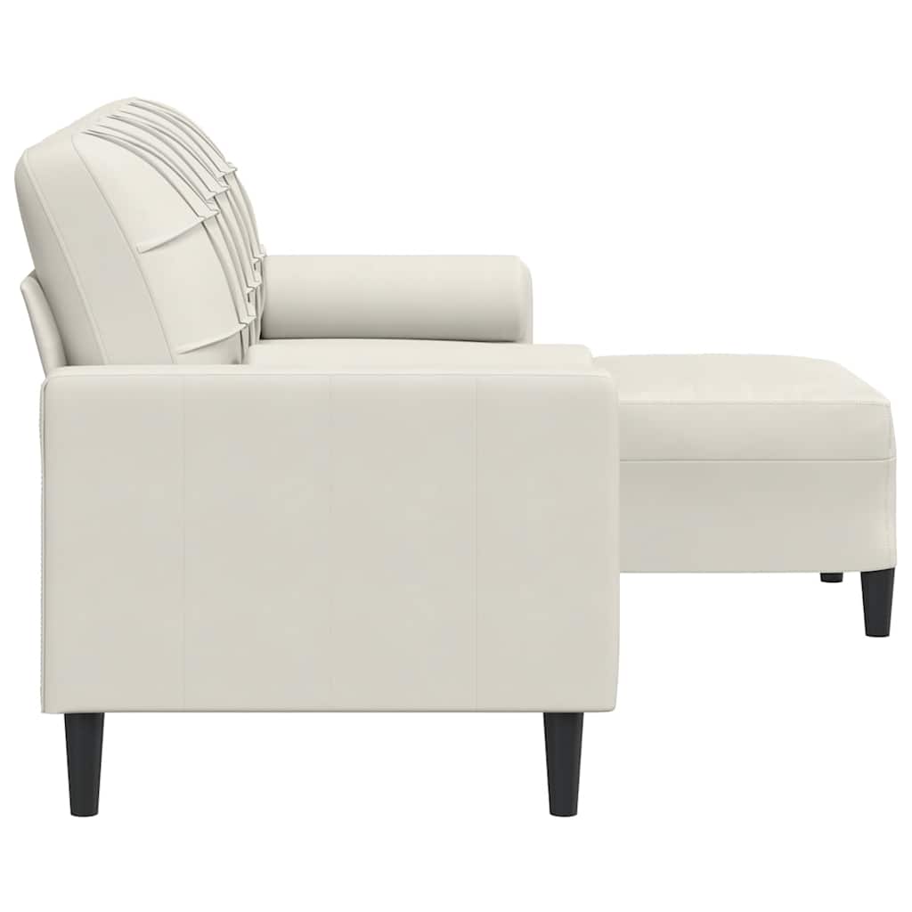 Canapé à 3 places avec repose-pieds Crème 180 cm Velours - XIOS