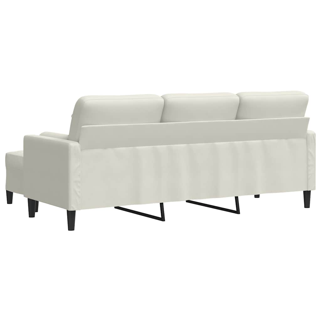 Canapé à 3 places avec repose-pieds Crème 180 cm Velours - XIOS