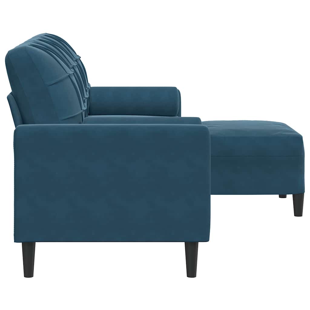 Canapé à 3 places avec repose-pieds Bleu 180 cm Velours - XIOS