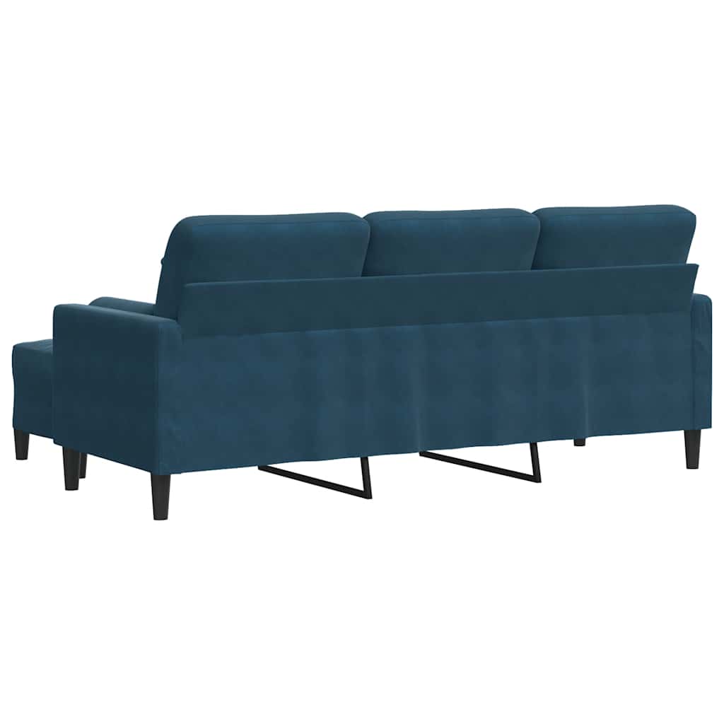 Canapé à 3 places avec repose-pieds Bleu 180 cm Velours - XIOS