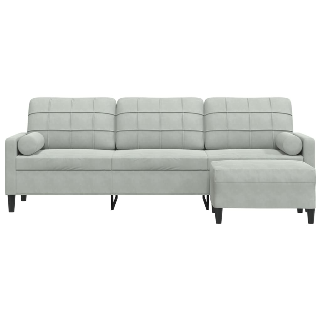 Canapé à 3 places avec repose-pieds Gris clair 210 cm Velours - XIOS