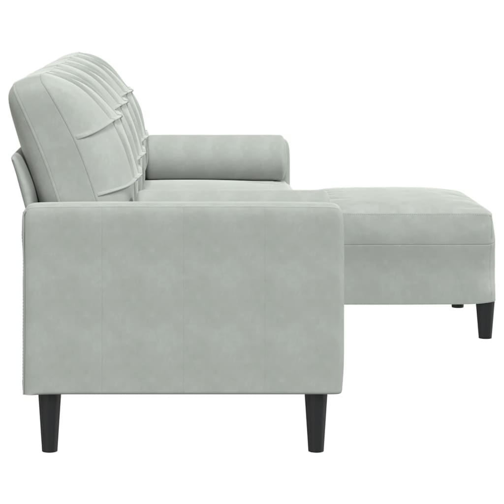 Canapé à 3 places avec repose-pieds Gris clair 210 cm Velours - XIOS