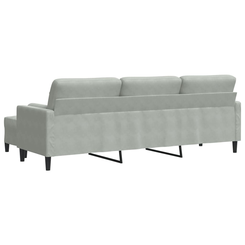 Canapé à 3 places avec repose-pieds Gris clair 210 cm Velours - XIOS