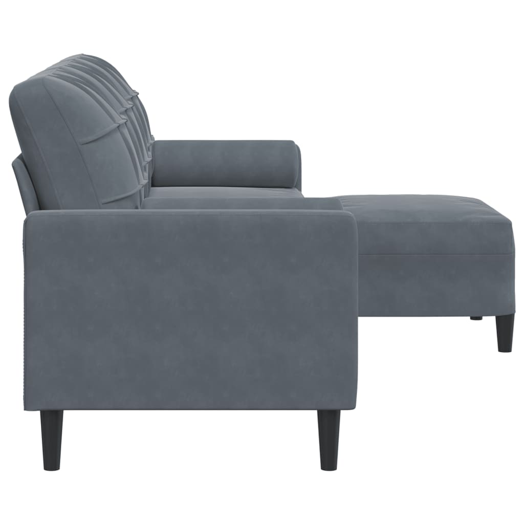 Canapé à 3 places avec repose-pieds Gris foncé 210 cm Velours