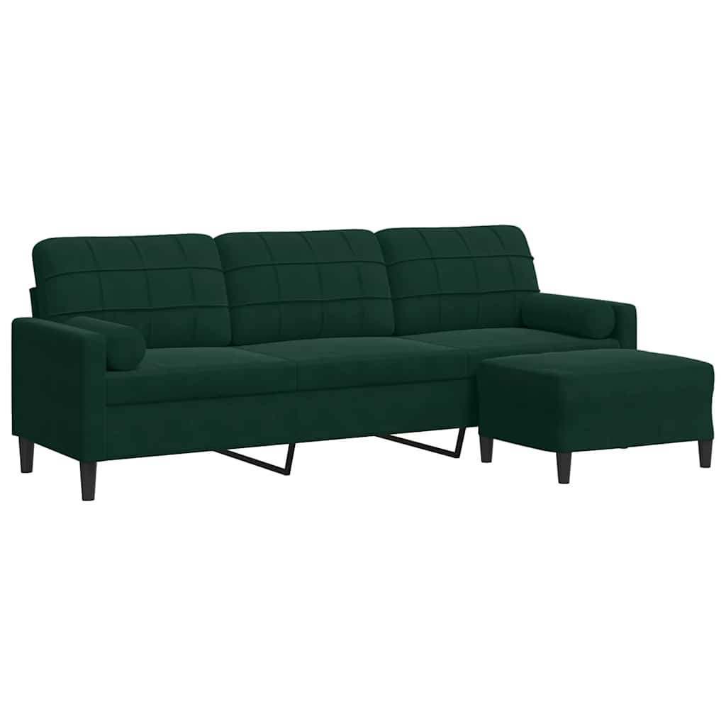 Canapé à 3 places avec repose-pieds Vert foncé 210 cm Velours - XIOS