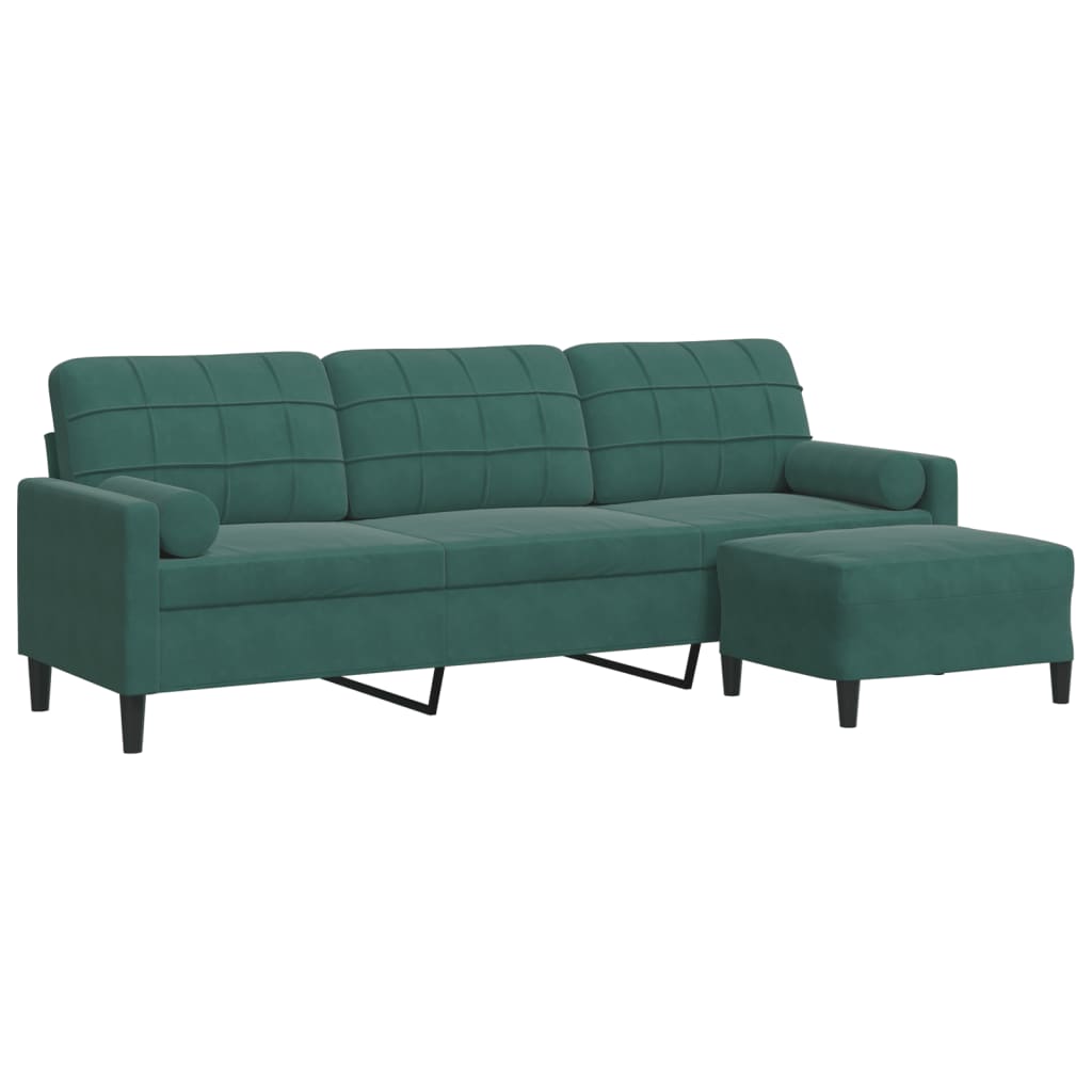 Canapé à 3 places avec repose-pieds Vert foncé 210 cm Velours - XIOS