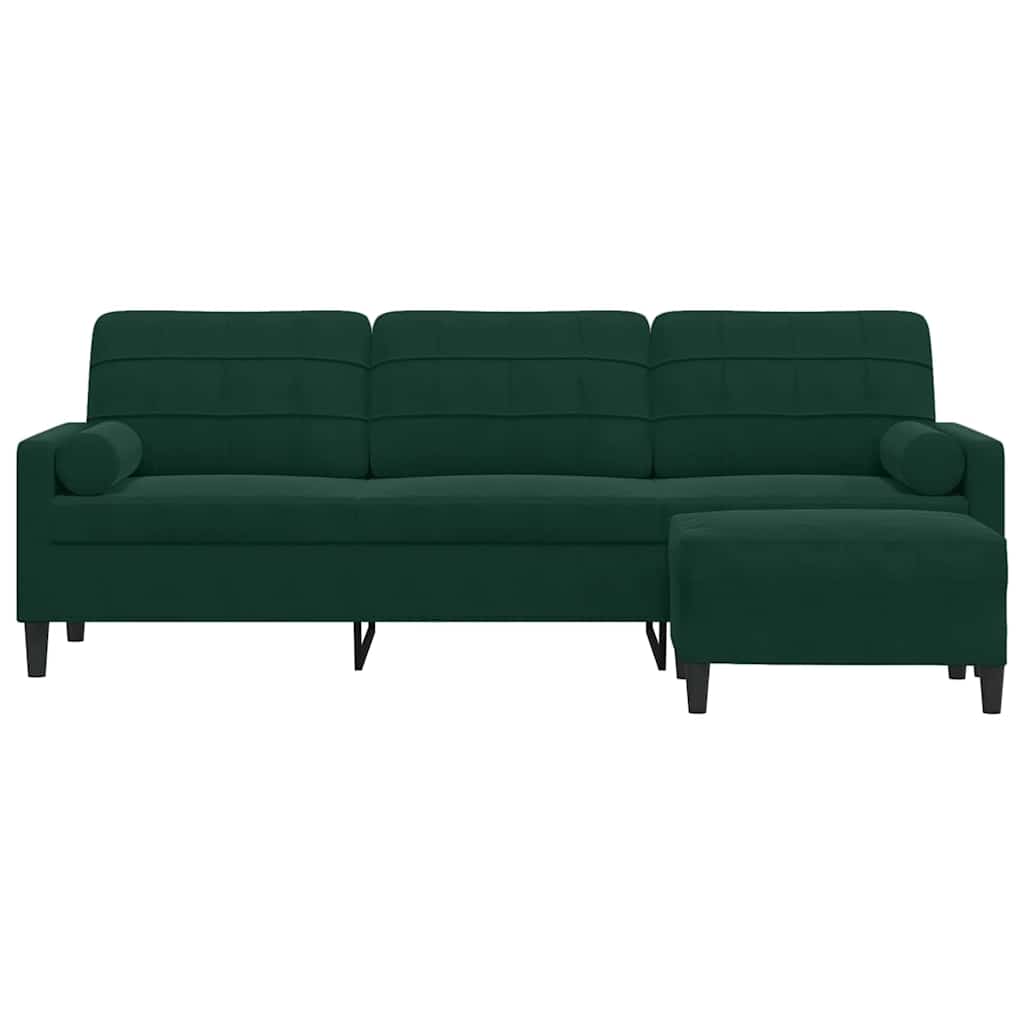 Canapé à 3 places avec repose-pieds Vert foncé 210 cm Velours