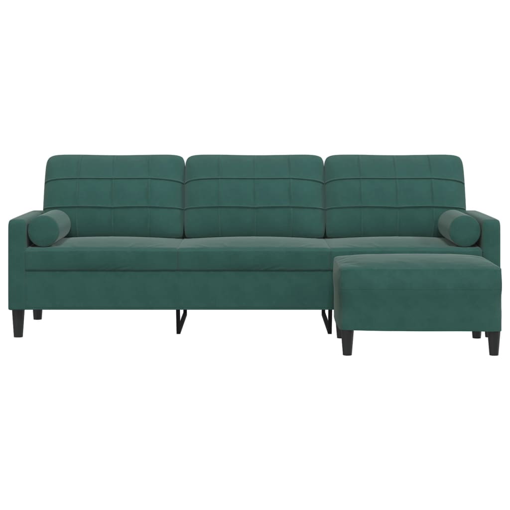 Canapé à 3 places avec repose-pieds Vert foncé 210 cm Velours - XIOS