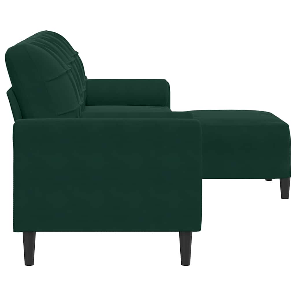 Canapé à 3 places avec repose-pieds Vert foncé 210 cm Velours - XIOS