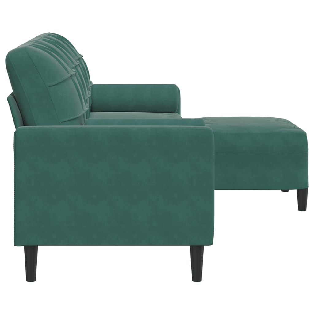 Canapé à 3 places avec repose-pieds Vert foncé 210 cm Velours