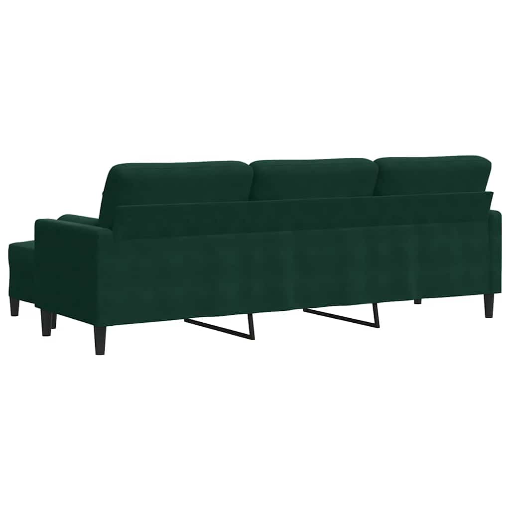 Canapé à 3 places avec repose-pieds Vert foncé 210 cm Velours - XIOS