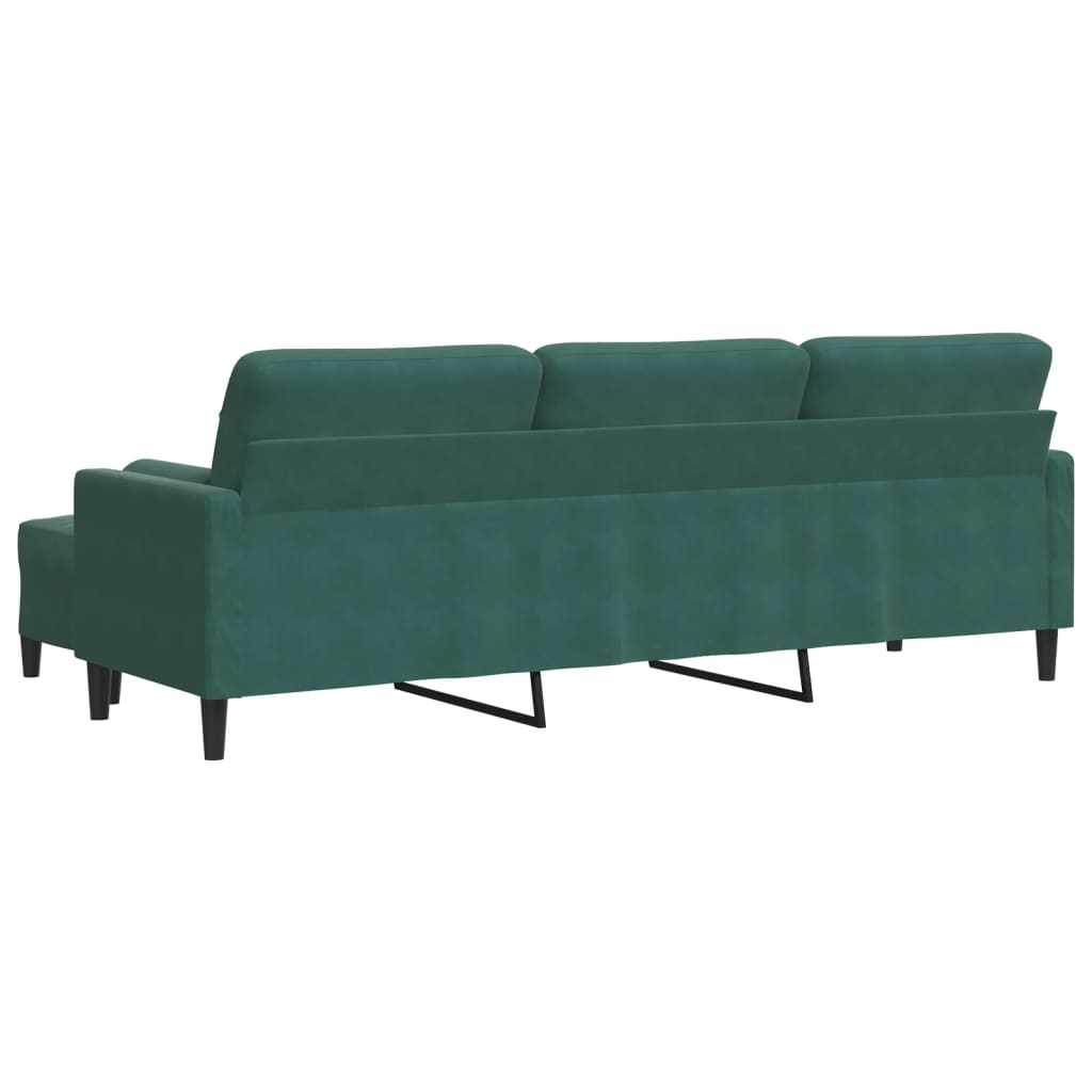Canapé à 3 places avec repose-pieds Vert foncé 210 cm Velours