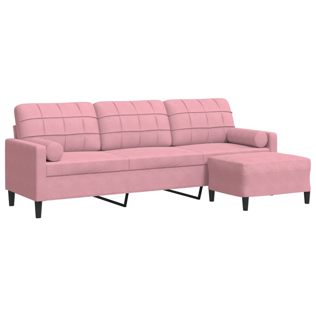 Canapé à 3 places avec repose-pieds Rose 210 cm Velours - XIOS